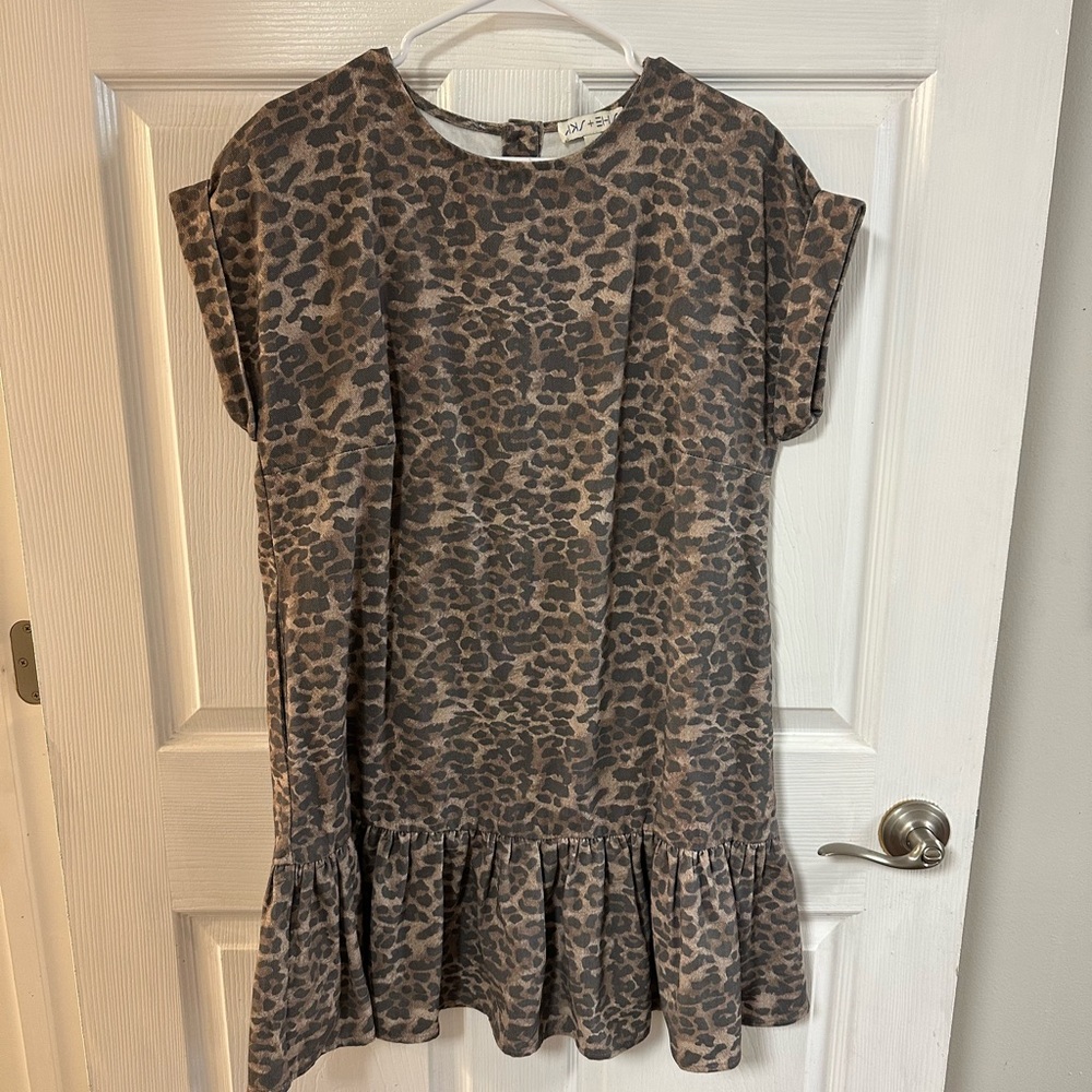 She + Sky Leopard Print Mini Dress in Brown and Black
